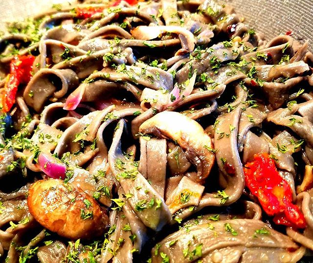 homemade fettuccine with Squid Ink